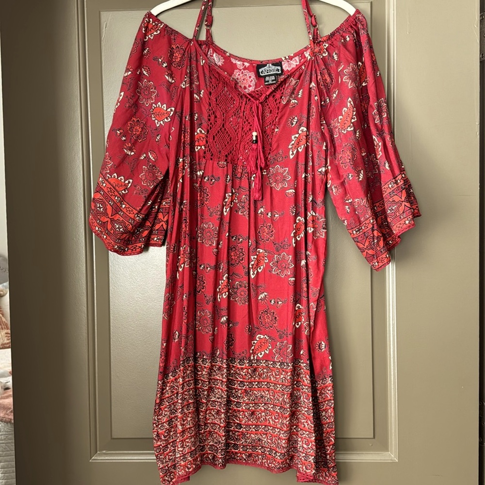 Maroon/red bandana print dress